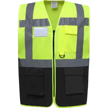 pracovní vesta Yoko Vesta HVW801 Hi-Vis, multifunkční, výstražná COT79W801zw503-hi vis yell L Žlutá fluorescent/černá