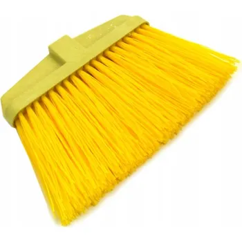 Plastová hospodářská metla 25 cm, štětiny 14 cm, se žerdí v sadě, žlutá
