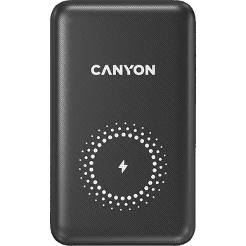 Powerbanka CANYON powerbanka PB-1001B PD&QC3.0,10 000mAh,Qi&AppleMagSafe,In 5/9V (Lightning/USB-C),Out 5/9/12V (USB-A+USB-C),černá