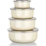 Banquet Sada smaltovaných misek AMANDE, 8 ks krémová 0,2 l, 0,6 l, 0,9 l, 1,3 l