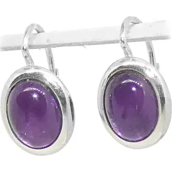 Náušnice Stříbrné náušnice přírodní ametyst - NK1453 (Stříbrné náušnice s přírodním ametystem 10x8 mm)