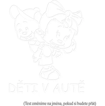 Samolepicí dekorace na vozidlo Děti v autě holka s chlapcem na zádech samolepka na auto - růžová světlá / 10x11 cm