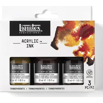 Vodová barva Akrylové inkousty Liquitex - Transparent, sada 3ks