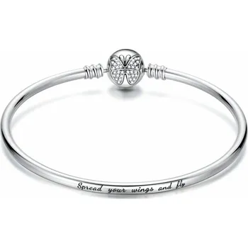 Náramek Elenys stříbrný pevný náramek na přívěsky Třpytivý motýl Velikost: 21 cm