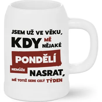 Sklenice Pivní půllitr Jsem už ve věku, Barva Bílá, Velikost 500 ml, Canvas Pivní bílý půllitr Bezvatriko.cz 0494