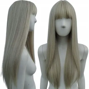 Paruka Paruka s rovnou ofinou platinová studená blond Barbie cosplay, tepelně odolná