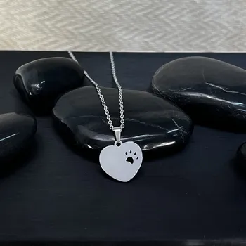 Náhrdelník Atelier Fantazie - Náhrdelník z oceli XL - Srdíčko s tlapkou - 44040