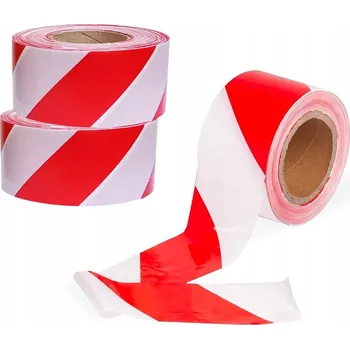Lepicí páska 3x Výstražná Páska Bílo-Červená Oplocovací Stavební 100 m 70 mm