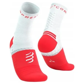 Pánské ponožky Compressport běžecké ponožky Pro Marathon V2.0 červeno-bílé (39-41)