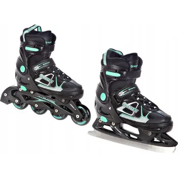 Kolečkové brusle Brusle 2v1 Raven Spirit black/mint Velikost bruslí: EU 37-40, Typ nože: Pánský (hokejový)