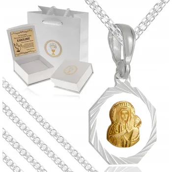 Řetízek STŘÍBRNÝ ŘETÍZEK + MEDAILON 925 DÁREK PRO DÍVKU KE SVATÉMU PŘIJÍMÁNÍ, K PRVNÍMU ROCE