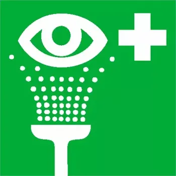 samolepka Tabulka – Výplach očí, 10 × 10 cm, samolepicí fólie