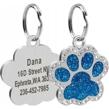 psí známka Adresář, identifikační známka tlapka bílá, stříbrná