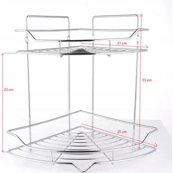 Koupelnový nábytek Rohová koupelnová POLIČKA CHROMOVÁ 2úrovňová