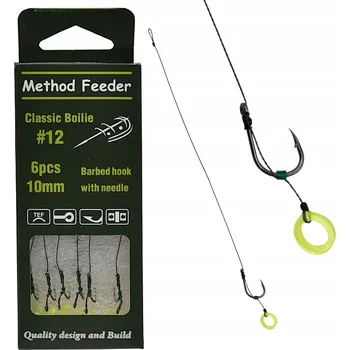 Rybářský háček Háčky Angel sport Method Feeder s návazcem, 6 ks