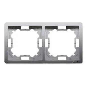 Elektrická zásuvka SIMON BASIC ZÁSUVKA RÁMEČEK DVOJITÝ METALICKÁ ŠEDÁ BMR2/21