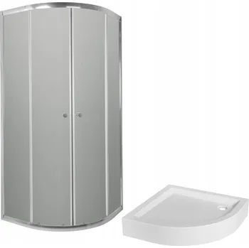 SPRCHOVÝ KOUT + SPRCHOVÁ VANIČKA 90x90 CHROMOVÉ SKLO GRAFIT PŮLKRUHOVÝ BEZ SIFONU