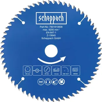 Řezný kotouč Scheppach Řezný kotouč pr. 165/20, 60 zubů