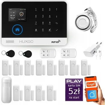 Sada domovního alarmu Bezdrátový alarm GSM + WiFi s aplikací TUYA, sada, HUXGO HXA003