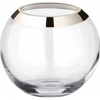 Váza Váza křišťálové Sklo kulatá na květiny s platinovým okrajem - Dárek