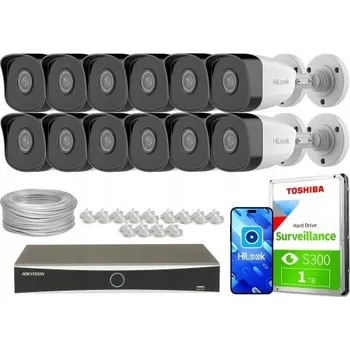 Bezpečnostní kamera Sada IP monitoringu 12x Kamera 5MPx IPCAM-B5 IR30 HiLook od Hikvision