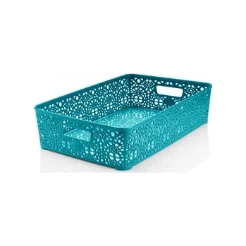 Úložný box Mega Plast, Košík MONAKO L, 10 x 39 x 27 cm, tyrkysový