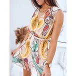 Smetanové letní šaty s barevným motivem EY1596 Velikost: 38