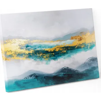 Obraz Obraz na plátně DO OBÝVÁKU 100x70 VZORY ABSTRAKCE ZLATÁ MODRÁ