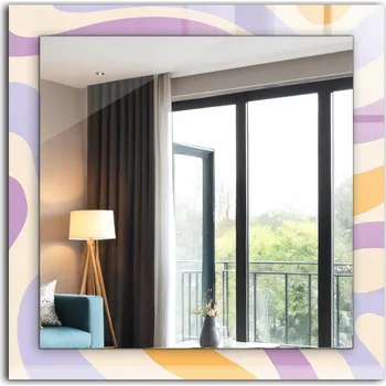 Zrcadlo Moderní čtvercové zrcadlo s potiskem Abstraktní barevné 60x60