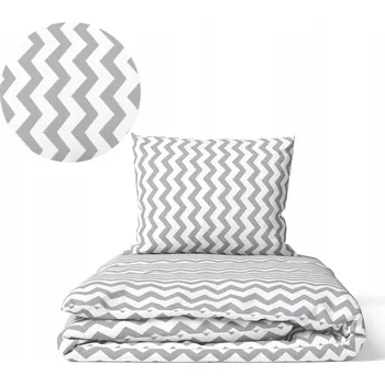 Povlečení Povlečení 160x200 + 2x 70x80 Polský výrobek 100% Bavlna 140g/m2 Šedý cikcak vzor