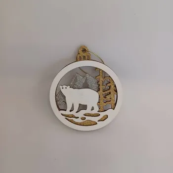 Velikonoční dekorace DECOLED Ozdoba, medvěd, 8,5 cm, dřevěná