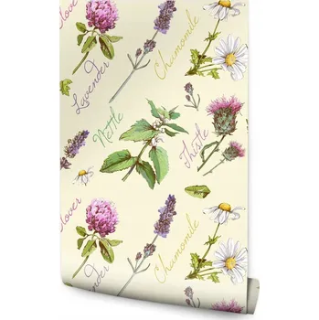 Fototapeta Tapeta květiny sedmikrásky listy levandule do jídelny