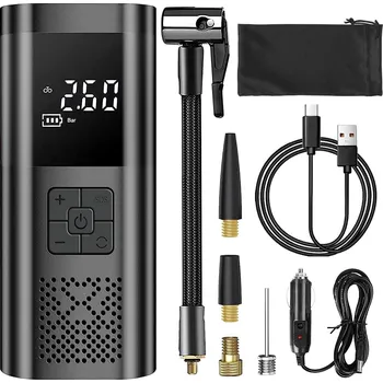 pumpička Kompresor, přenosná automatická hustilka s tlakoměrem, powerbankou a funkcí svítilny