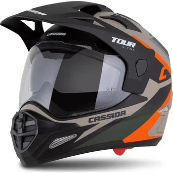 Helma na motorku Přilba Cassida Tour 2.0 X-tra písková/oranžová/zelená/černá mat 2025 Velikost: XL (61 až 62 cm)
