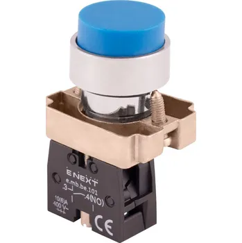 vypínač Vypouklé tlačítko do panelu bez podsvícení, modré, M22, 1 spínací kontakt (NO)