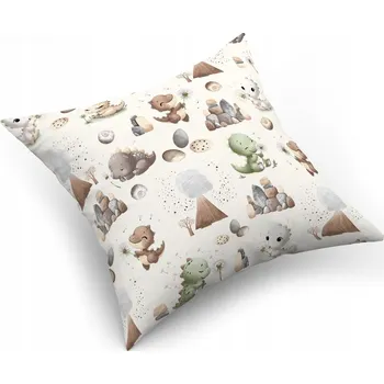 Povlak na polštářek Povlak na polštářek, "jasiek" 40x40 cm 100% BAVLNA, Dinosauři Béžová