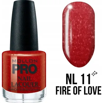 Lak na nehty 11. Fire of Love - Klasický lak na nehty s vytvrzujícím účinkem Hardening Nail Lacquer 15 ml - Mollon P