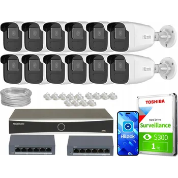 Bezpečnostní kamera Sada pro monitoring 12x IPCAM-B2-50IR Full HD IR 50m HiLook od Hikvision