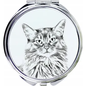 Kosmetické zrcátko Somali - kapesní zrcátko s kočkou, personalizované zrcátko do kabelky,