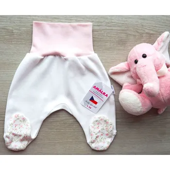 Dupačky AMÁLKA Bavlněné polodupačky, smetanové s květinkami Velikost: 62