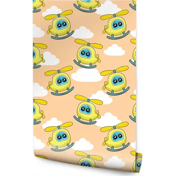 Fototapeta Dětská Tapeta Roztomilé Pohádkové Vrtulníky Oblaka