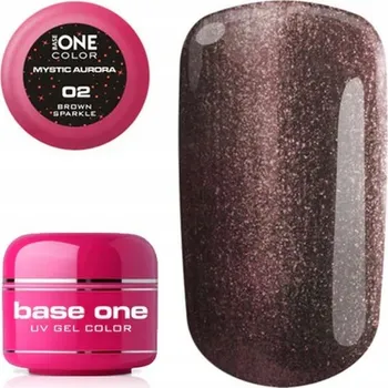 Lak na nehty Silcare Base One MISTIC AURORA 02 Hnědý třpytivý gel na nehty 5g