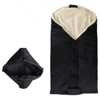 Kojenecká souprava Kaarsgaren Černý zimní fusak a rukavice na kočárek s beránkem z biobavlny barva černá