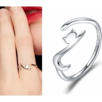 Prsten Prosperk Stříbrný prstýnek nastavitelný Kočka Velikost prstenů: Nastavitelná 26616/NAS