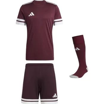 Míčový sport Fotbalový komplet Adidas Squadra 25 dres, trenky a stulpny vínovo bílý Velikost: 164