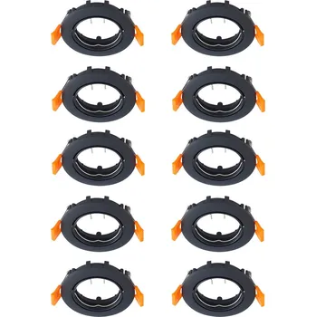 Lampička Prios zapuštěné stropní svítidlo Fibur, černé, zinek, Ø8,2cm, 10ks černá 1 x 10 W LED - Doprava zdarma