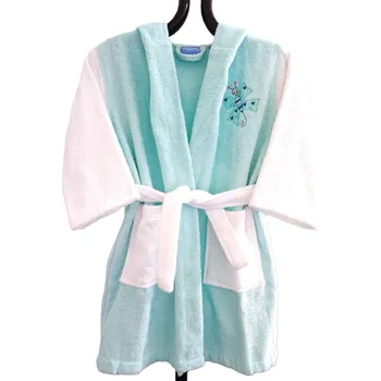 Dámský župan Dětský froté župan s výšivkou 4-6 let zeleno/bílý