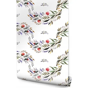 Fototapeta Tapeta do jídelny jarní květiny bylinky akvarel