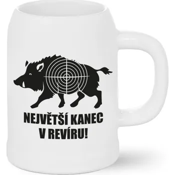 Sklenice Pivní půllitr Největší kanec v revíru!, Barva Bílá, Velikost 500 ml, Canvas Pivní bílý půllitr Bezvatriko.cz 0472