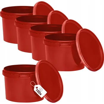 Dóza na potraviny Kbelík 100x 0,5L na potraviny ČERVENÝ s víkem